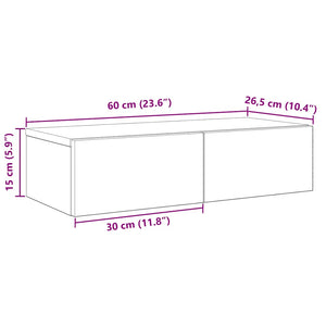 vidaXL Wall Shelf with Drawers Smoked Oak 60x26.5x15 cm Engineered Wood