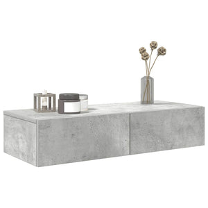 vidaXL Wall Shelf with Drawers Concrete Grey 80x33x17 cm Engineered Wood