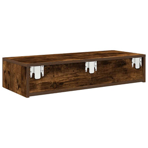 vidaXL Wall Shelf with Drawers Smoked Oak 80x33x17 cm Engineered Wood