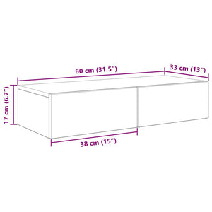 vidaXL Wall Shelf with Drawers Grey Sonoma 80x33x17 cm Engineered Wood