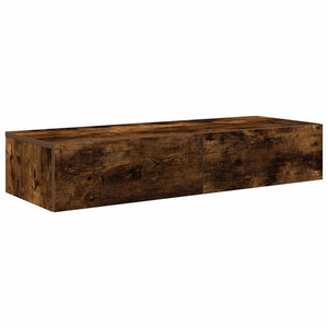 vidaXL Wall Shelf with Drawers Smoked Oak 100x36x19 cm Engineered Wood