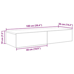 vidaXL Wall Shelf with Drawers Old Wood 100x36x19 cm Engineered Wood