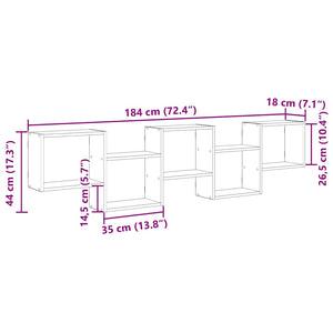 vidaXL Wall Cube Shelf 5 Compartments Black Engineered Wood