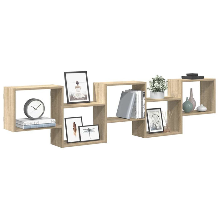 vidaXL Wall Cube Shelf 5 Compartments Sonoma Oak Engineered Wood