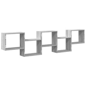 vidaXL Wall Cube Shelf 5 Compartments Grey Sonoma Engineered Wood