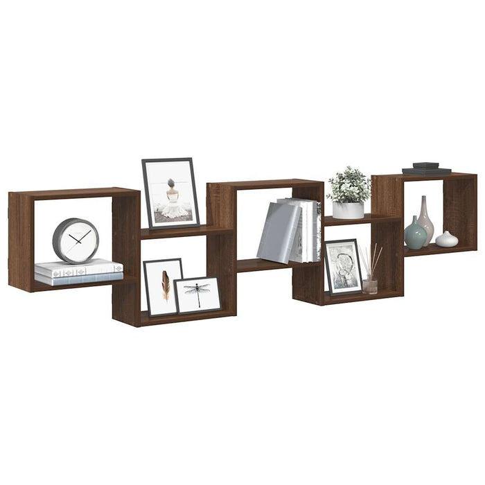 vidaXL Wall Cube Shelf 5 Compartments Brown Oak Engineered Wood