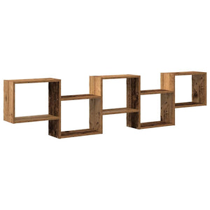 vidaXL Wall Cube Shelf 5 Compartments Old Wood Engineered Wood