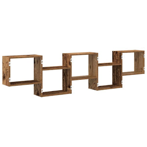 vidaXL Wall Cube Shelf 5 Compartments Old Wood Engineered Wood