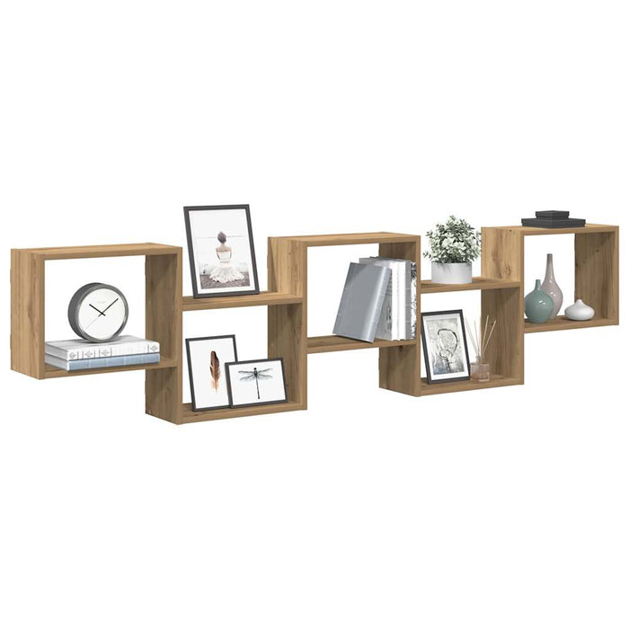 vidaXL Wall Cube Shelf 5 Compartments Artisian Oak Engineered Wood