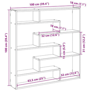 vidaXL Wall Cube Shelf 7 Compartments Sonoma Oak Engineered Wood