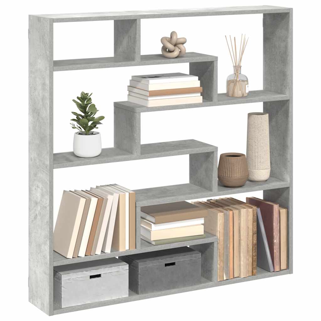 vidaXL Wall Cube Shelf 7 Compartments Concrete Grey Engineered Wood