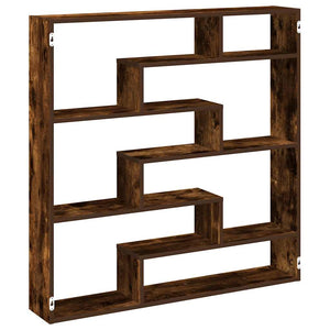 vidaXL Wall Cube Shelf 7 Compartments Smoked Oak Engineered Wood