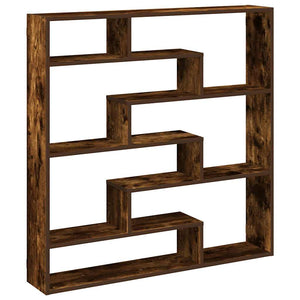 vidaXL Wall Cube Shelf 7 Compartments Smoked Oak Engineered Wood