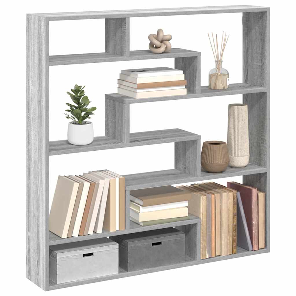 vidaXL Wall Cube Shelf 7 Compartments Grey Sonoma Engineered Wood