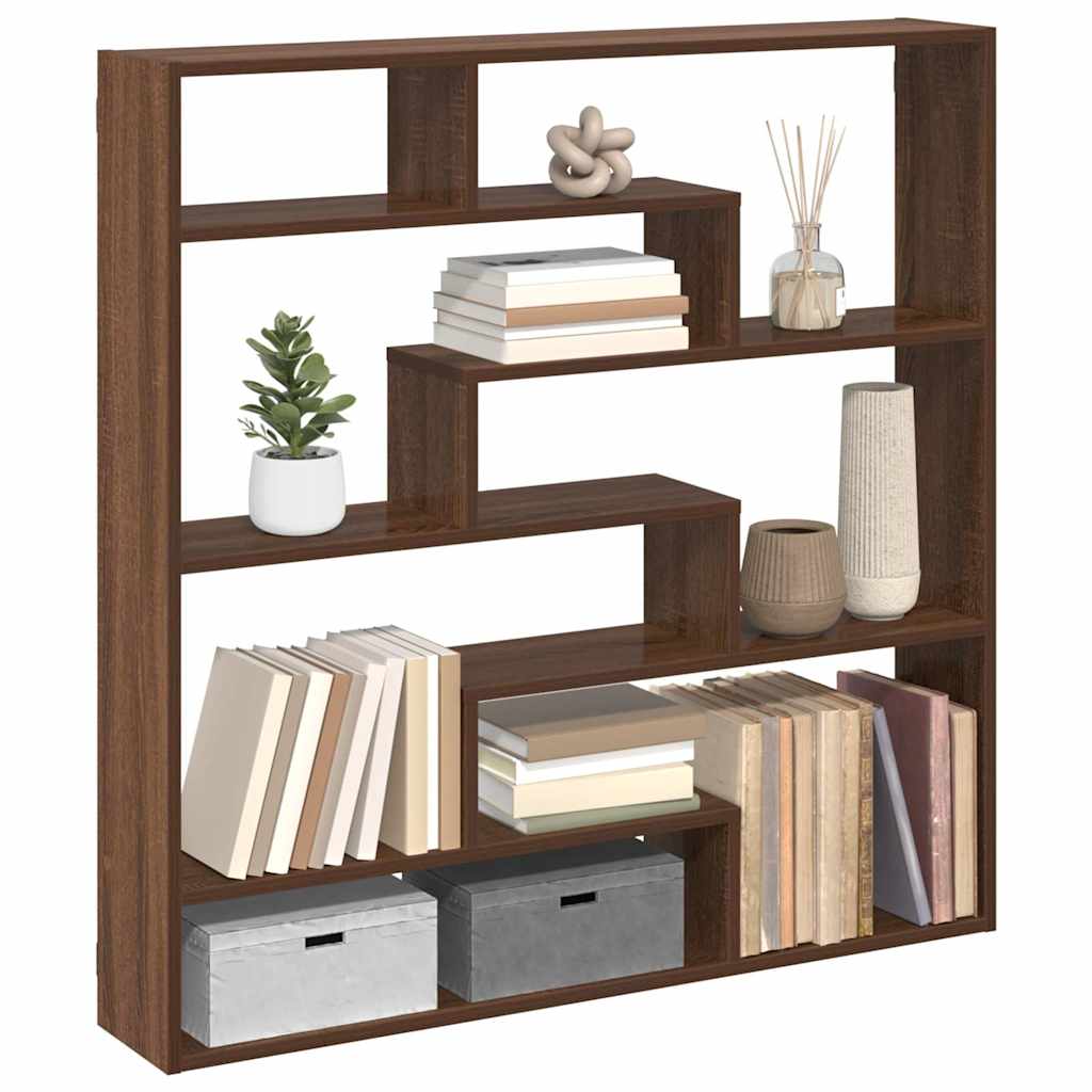 vidaXL Wall Cube Shelf 7 Compartments Brown Oak Engineered Wood