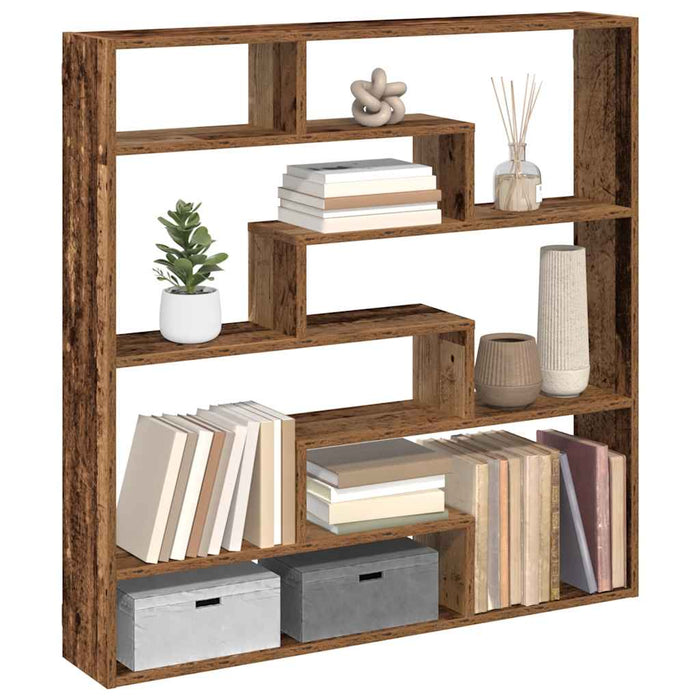 vidaXL Wall Cube Shelf 7 Compartments Old Wood Engineered Wood