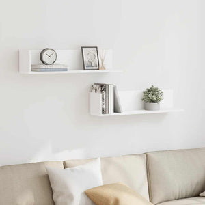 vidaXL Wall Shelves 2 pcs White 75x16.5x16.5 cm Engineered Wood