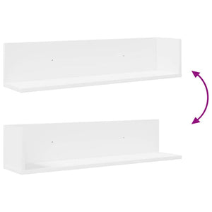 vidaXL Wall Shelves 2 pcs White 75x16.5x16.5 cm Engineered Wood