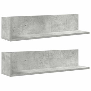 vidaXL Wall Shelves 2 pcs Concrete Grey 75x16.5x16.5 cm Engineered Wood