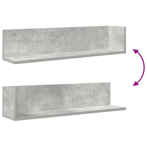 vidaXL Wall Shelves 2 pcs Concrete Grey 75x16.5x16.5 cm Engineered Wood