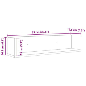 vidaXL Wall Shelves 2 pcs Concrete Grey 75x16.5x16.5 cm Engineered Wood