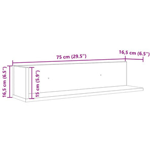 vidaXL Wall Shelves 2 pcs Smoked Oak 75x16.5x16.5 cm Engineered Wood