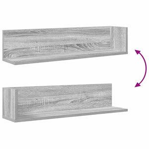 vidaXL Wall Shelves 2 pcs Grey Sonoma 75x16.5x16.5 cm Engineered Wood