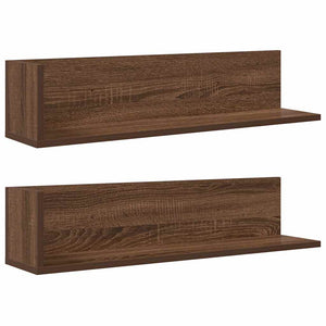 vidaXL Wall Shelves 2 pcs Brown Oak 75x16.5x16.5 cm Engineered Wood