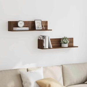 vidaXL Wall Shelves 2 pcs Brown Oak 75x16.5x16.5 cm Engineered Wood