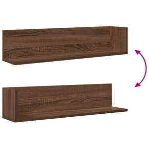 vidaXL Wall Shelves 2 pcs Brown Oak 75x16.5x16.5 cm Engineered Wood