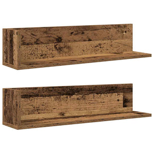 vidaXL Wall Shelves 2 pcs Old Wood 75x16.5x16.5 cm Engineered Wood