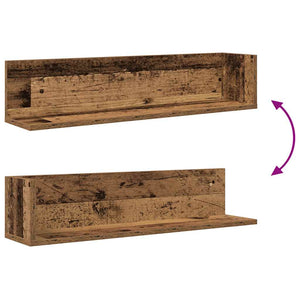 vidaXL Wall Shelves 2 pcs Old Wood 75x16.5x16.5 cm Engineered Wood