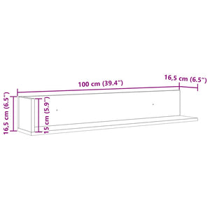 vidaXL Wall Shelves 2 pcs White 100x16.5x16.5 cm Engineered Wood