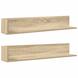 vidaXL Wall Shelves 2 pcs Sonoma Oak 100x16.5x16.5 cm Engineered Wood