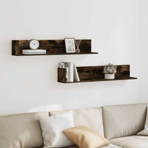 vidaXL Wall Shelves 2 pcs Smoked Oak 100x16.5x16.5 cm Engineered Wood