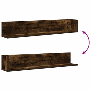 vidaXL Wall Shelves 2 pcs Smoked Oak 100x16.5x16.5 cm Engineered Wood