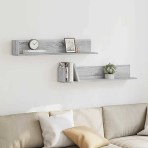 vidaXL Wall Shelves 2 pcs Grey Sonoma 100x16.5x16.5 cm Engineered Wood