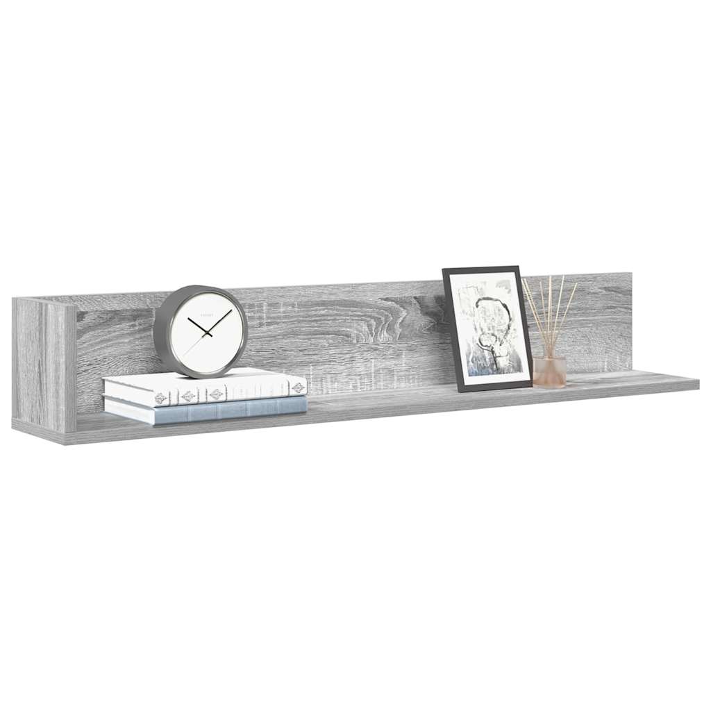 vidaXL Wall Shelves 2 pcs Grey Sonoma 100x16.5x16.5 cm Engineered Wood