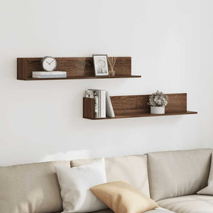 vidaXL Wall Shelves 2 pcs Brown Oak 100x16.5x16.5 cm Engineered Wood