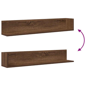 vidaXL Wall Shelves 2 pcs Brown Oak 100x16.5x16.5 cm Engineered Wood