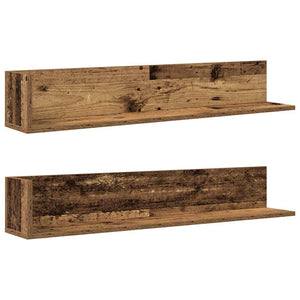 vidaXL Wall Shelves 2 pcs Old Wood 100x16.5x16.5 cm Engineered Wood