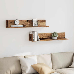 vidaXL Wall Shelves 2 pcs Old Wood 100x16.5x16.5 cm Engineered Wood