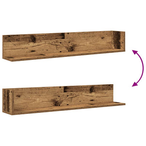 vidaXL Wall Shelves 2 pcs Old Wood 100x16.5x16.5 cm Engineered Wood