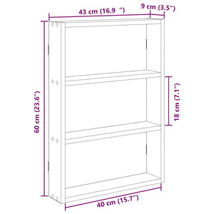 vidaXL Wall Shelf Black 43x9x60 cm Engineered Wood