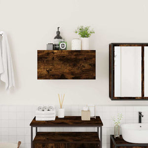 vidaXL Bathroom Wall Cabinet Smoked Oak 60x25x30 cm Engineered Wood