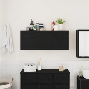 vidaXL Bathroom Wall Cabinet Black 100x25x40 cm Engineered Wood