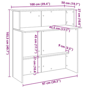 vidaXL Reception Desk Concrete Grey 100x50x103.5 cm Engineered Wood