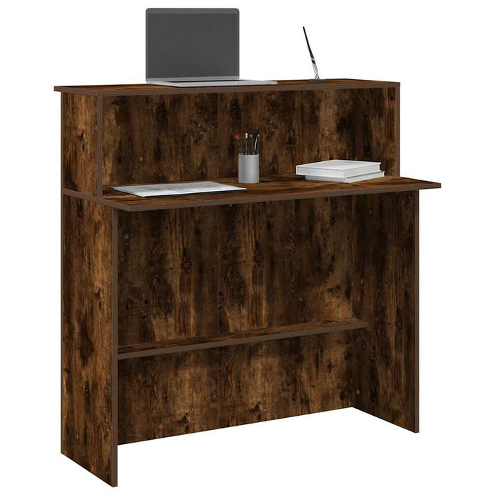 vidaXL Reception Desk Smoked Oak 100x50x103.5 cm Engineered Wood