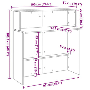 vidaXL Reception Desk Old Wood 100x50x103.5 cm Engineered Wood