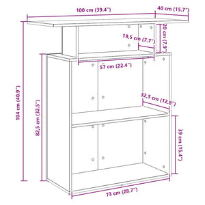 vidaXL Reception Desk Black 100x40x104 cm Engineered Wood